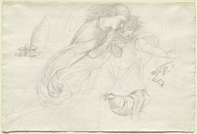 Kaksi surevaa enkeliä (käänteinen) tekijältä Johann Evangelist Scheffer von Leonhardshoff