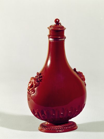 Pyhiinvaeltajapullo, Meissen, n.1710, punainen kivitavaraa. tekijältä Johann Friedrich Bottger