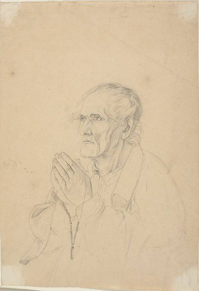 Vanha mies rukoilee tekijältä Johann Friedrich Overbeck