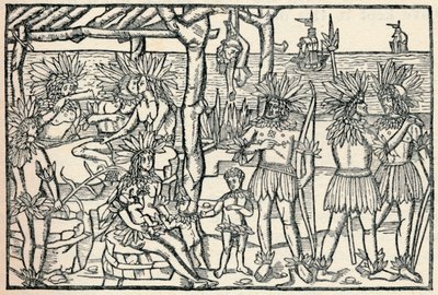Uuden maailman ihmisten ensimmäinen esitys, 1505, 1912 tekijältä Johann Froschauer