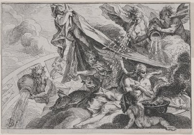 Talven allegoria Diana metsästäjän kanssa tekijältä Johann Georg Bergmuller