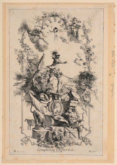 Suunnittelu koleerista luonnetta edustavalle paneelille tekijältä Johann Georg Bergmuller