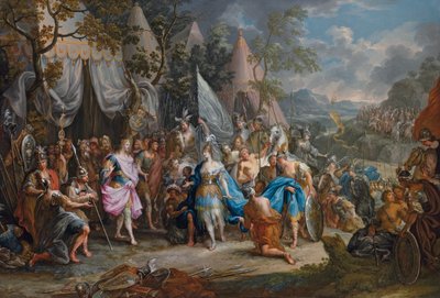 Amazonin kuningatar Thalestris Aleksanteri Suuren leirissä tekijältä Johann Georg Platzer