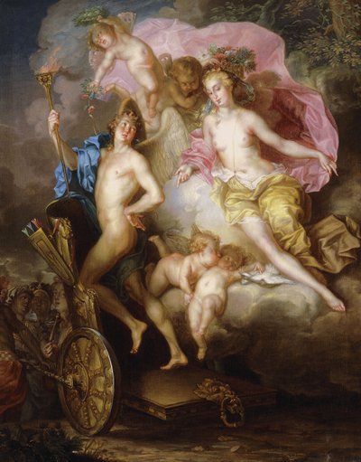 Venuksen ja Amorin voitto Cupidon vaunujen kanssa, tekijältä Johann Georg Platzer