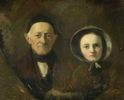 Muotokuva taiteilijan appi Johann Joseph Hermannista ja hänen lapsenlapsensa Ida Schwartze, taiteilijan vanhin tytär tekijältä Johann Georg Schwartze