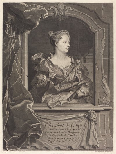 Elizabeth de Gouy, Hyacinthe Rigaudin vaimo tekijältä Johann Georg Wille after Hyacinthe Rigaud