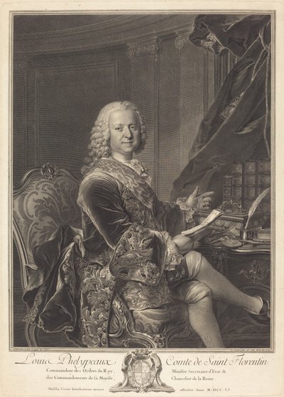 Louis Phelypeaux, Saint Florentinin kreivi tekijältä Johann Georg Wille after Louis Tocqué