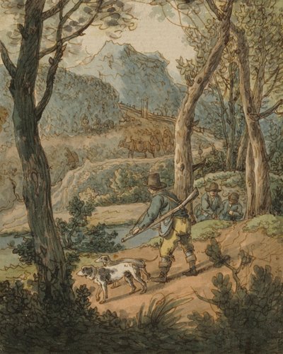 Metsästäjä kahden koiran kanssa tekijältä Johann Georg von Dillis