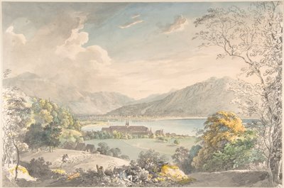 Näkymä Tegernseen luostarista koillisesta katsottuna tekijältä Johann Georg von Dillis