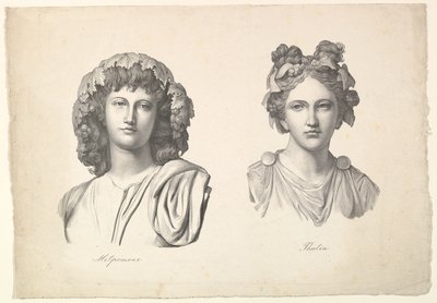 Melpomene ja Thalia, 1823-26. tekijältä Johann Gottfried Schadow