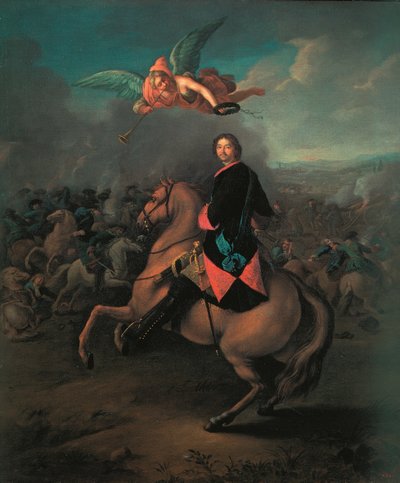 Pietari I Poltavan taistelussa 1710-luvulla tekijältä Johann Gottfried Tannauer