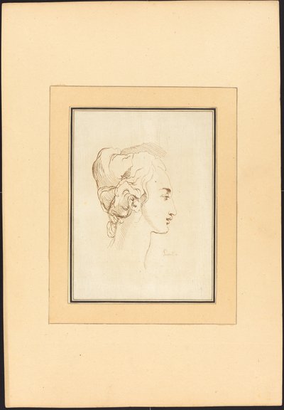 Naisen pää tekijältä Johann Gottlieb Prestel after Guercino