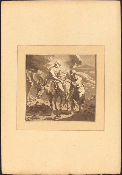 Lento Egyptiin tekijältä Johann Gottlieb Prestel after Nicolaes Pietersz Berchem