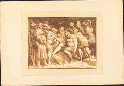 Kuoleva Epaminondas tekijältä Johann Gottlieb Prestel after Polidoro da Caravaggio