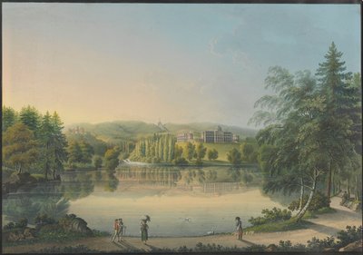 Wilhelmshöhen linna Kasselin lähellä, noin 1820. tekijältä Johann Heinrich Bleuler