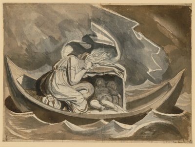 Danae veneessä pienen Perseuksen kanssa tekijältä Johann Heinrich Füssli