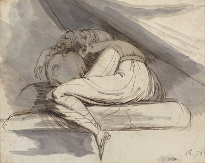 Nainen istuu, käpertyneenä tekijältä Johann Heinrich Füssli