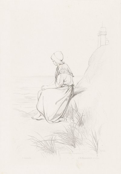 Tyttö dyynillä The Children of the Sea (sarjan nimi) tekijältä Johann Heinrich Maria Hubert Rennefeld