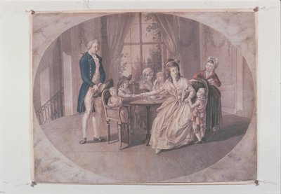 Kuvitus Goethen teoksesta "Nuoren Wertherin surut" (värilitho) tekijältä Johann Heinrich Ramberg
