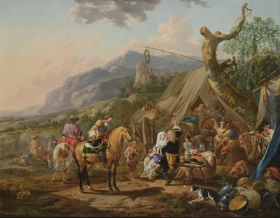 Sotilaskomentaja vuoristoleirillä iloisten kanssa tekijältä Johann Heinrich Roos