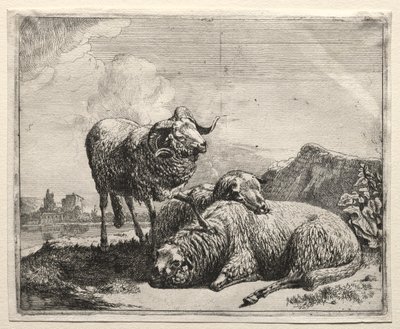 Oinas ja kaksi lammasta tekijältä Johann Heinrich Roos