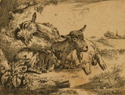 Kaksi vuohta ja lapsi tekijältä Johann Heinrich Roos
