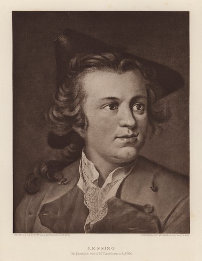 Gotthold Ephraim Lessing, saksalainen dramaatikko ja filosofi (litografia). tekijältä Johann Heinrich Tischbein