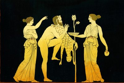 Kaksi maenadia tarjoavat viiniä Dionysokselle n. 1796 tekijältä Johann Heinrich Wilhelm Tischbein