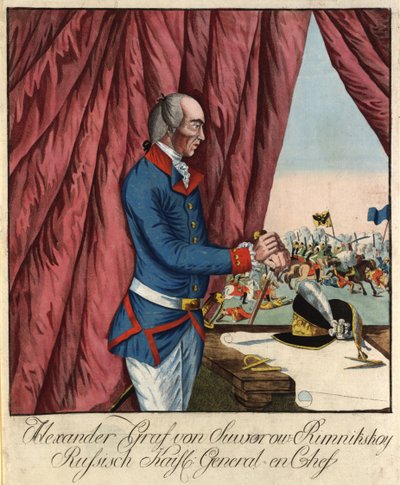 Kenttämarsalkka Generalissimo Prinssi Aleksanteri Suvorov 1729-1800, n. 1790. tekijältä Johann Hieronymus Loeschenkohl