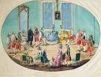 Uudenvuoden juhla Wienissä 1782, 1783 (kuparikaiverrus wc:llä) tekijältä Johann Hieronymus Loeschenkohl