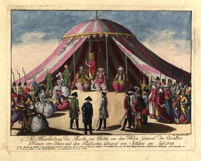 Saksi-Coburgin prinssi Josias ja kenraali... Syyskuussa 1788 Khotynin pasan laskeuma. tekijältä Johann Hieronymus Loeschenkohl