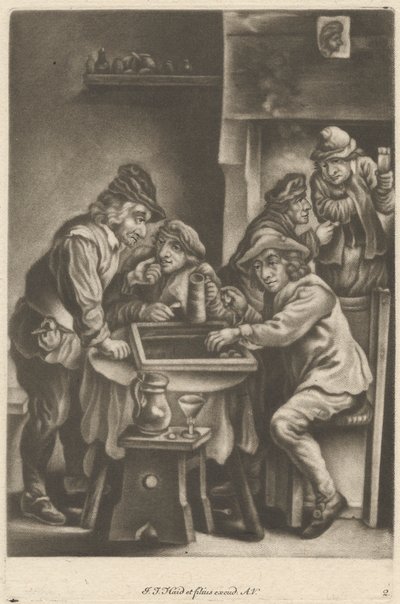 Miehet pelaavat backgammonia tekijältä Johann Jacobus Haid