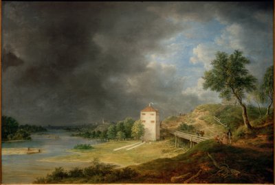 Isar-maisema Brunnhaus Brunnthalissa tekijältä Johann Jakob Dorner der Jüngere