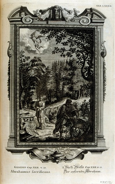 Abraham valmistautuu uhraamaan Iisakin tekijältä Johann Jakob Scheuchzer