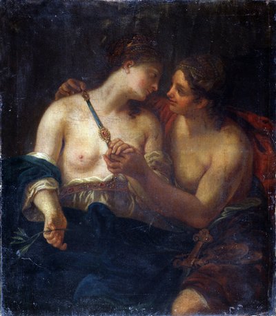 Rauhan allegoria. (Allegoria rauhasta). Kahden naisen välinen ystävyys. Johann Karl Lothin (1632-1698) maalaus. Öljy kankaalle. Pushkinin taidemuseo, Moskova tekijältä Johann Karl Loth