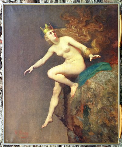 Lorelei, tutkimus munkkien maalaukselle The Imprecation of Lorelei, 1887 tekijältä Johann Koler