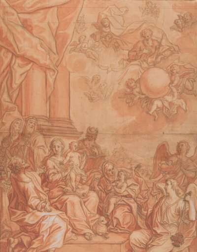 Neitsyt ja lapsi pyhien ja enkelien kanssa ja Isä taivaalla, 1700-luvun puoliväli. tekijältä Johann Lorenz Haid