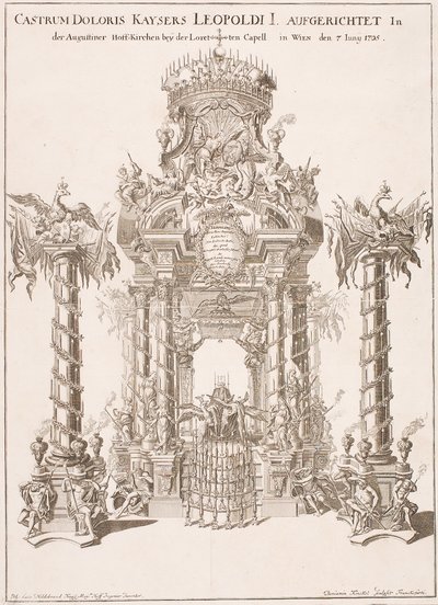 Keisari Leopold I:n hautaustelineet Augustinian kirkossa Wienissä, 1705 tekijältä Johann Lucas von Hildebrandt