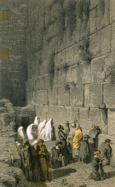 Länsimuuri Jerusalemissa. Bernatzin et aliin värillinen kaiverrus - Steinkopk J.F. Editore tekijältä Johann Martin Bernatz