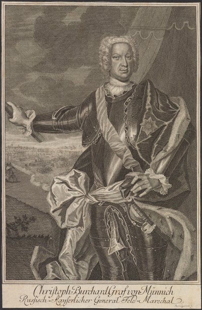 Kreivi Burkhard Christoph von Munnichin muotokuva 1683-1767. tekijältä Johann Martin Bernigeroth