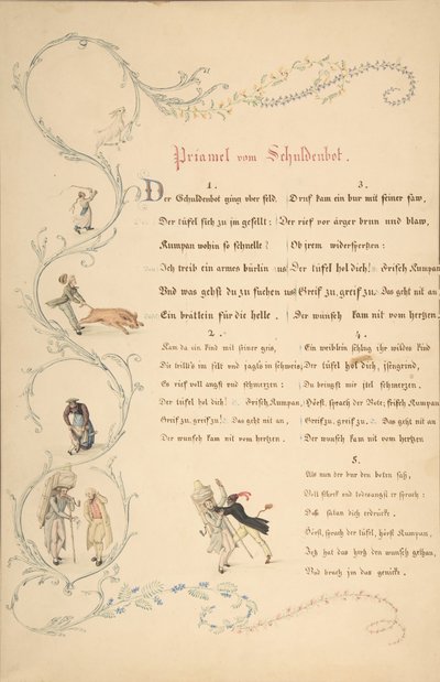 Säkeet: Priamel vom Schuldenbot, 1700-luvun loppu - 1800-luvun alku. tekijältä Johann Martin Usteri