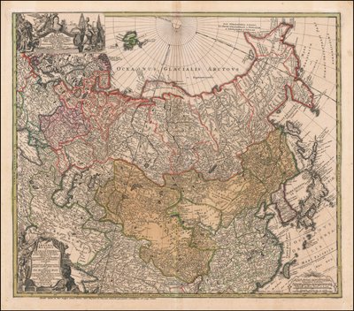Johann Matthias Hasen laatima Venäjän ja Tartarian kartta vuodelta 1739. tekijältä Johann Matthias Hase