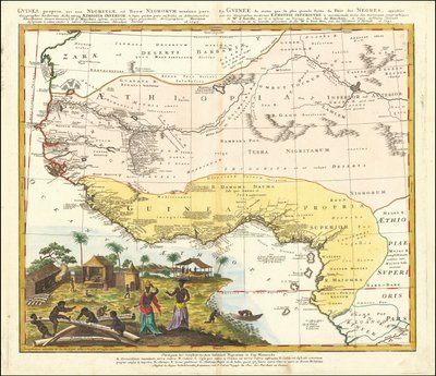 Johann Matthias Hasen laatima Länsi-Afrikan kartta vuodelta 1743. tekijältä Johann Matthias Hase