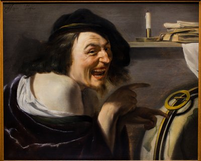 Demokritos, noin 1620 (Öljy puulle) tekijältä Johann Moreelse