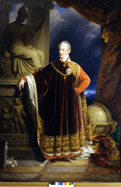 Prinssi Clemens (Clement) Wenzel Lothar von Metternichin (1773-1859) muotokuva, itävaltalainen valtiomies ja diplomaatti, J. N. Enderin maalaus tekijältä Johann Nepomuk Ender