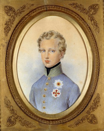 Muotokuva Reichstadtin herttuasta (1811-1832), Napoleon I:n ja Itävallan Marie Louisen pojasta Johann Nepomuk Enderin (1793-1854) maalaus 1830 Yksityinen kokoelma - Reichstadtin herttua (1811-1832), Napoleonin pojan muotokuva Minä ja Marie Louise Itävallas tekijältä Johann Nepomuk Ender