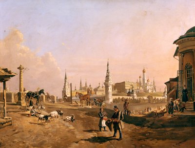 Näkymä Bolshoy Kamennyn sillalle ja Kremlille Zamoskvorechye, 1837 tekijältä Johann Nepomuk Rauch