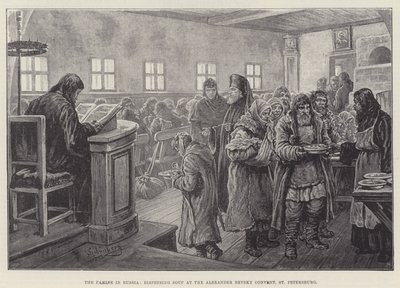 Nälänhätä Venäjällä, keiton jakelu Aleksanteri Nevskin luostarissa Pietarissa tekijältä Johann Nepomuk Schonberg