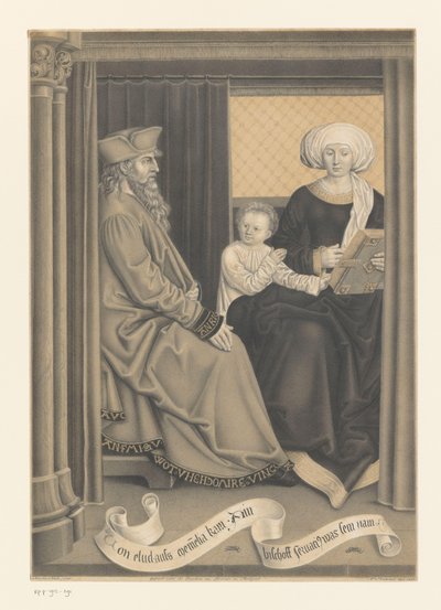 Piispa Servatius vaimon ja lapsen kanssa Teoksia Boisserée-veljesten kokoelmasta (sarjan nimi) Galerie des Frères Boisserée (sarjan nimi) tekijältä Johann Nepomuk Strixner
