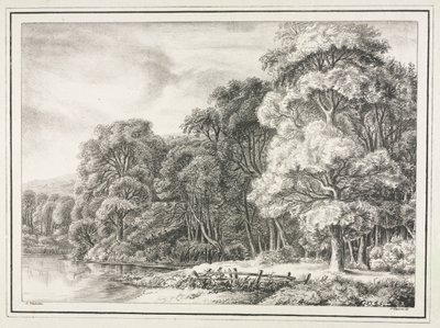 Metsämaisema järven kanssa, 1811-1816. tekijältä Johann Nepomuk Strixner